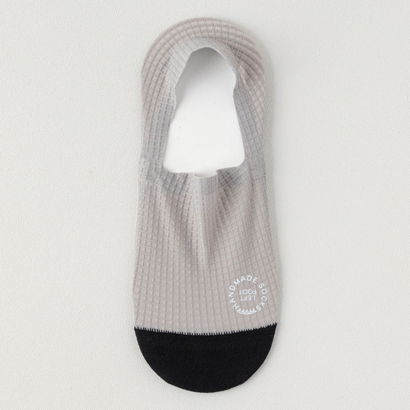 Men Summer Ice Silk No Show Boat Socks,Silicone Non Slip Hidden Invisible Socks,Thin Breathable Cotton Bottom Sweat Absorbing Low Cut Socks