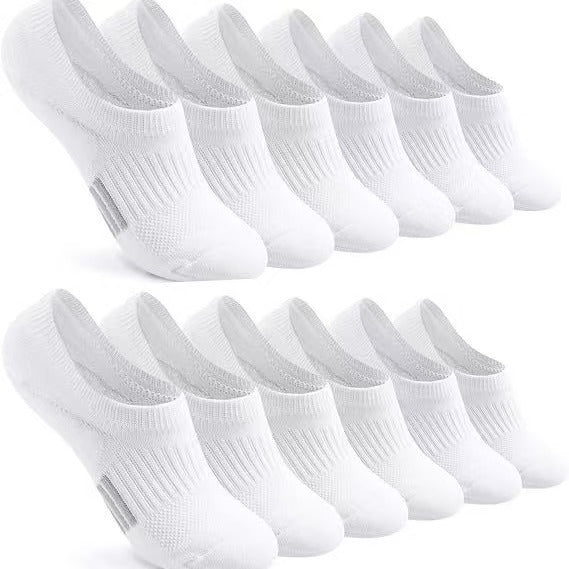 This bundle contains 4 styles of socks:                                            ✅10 Pairs Ice Silk Invisible Socks ✅6 Pairs Cotton Invisible Socks       ✅12 Pairs Short Tube Socks       ✅10 Pairs Anti-slip Black Silk  Socks