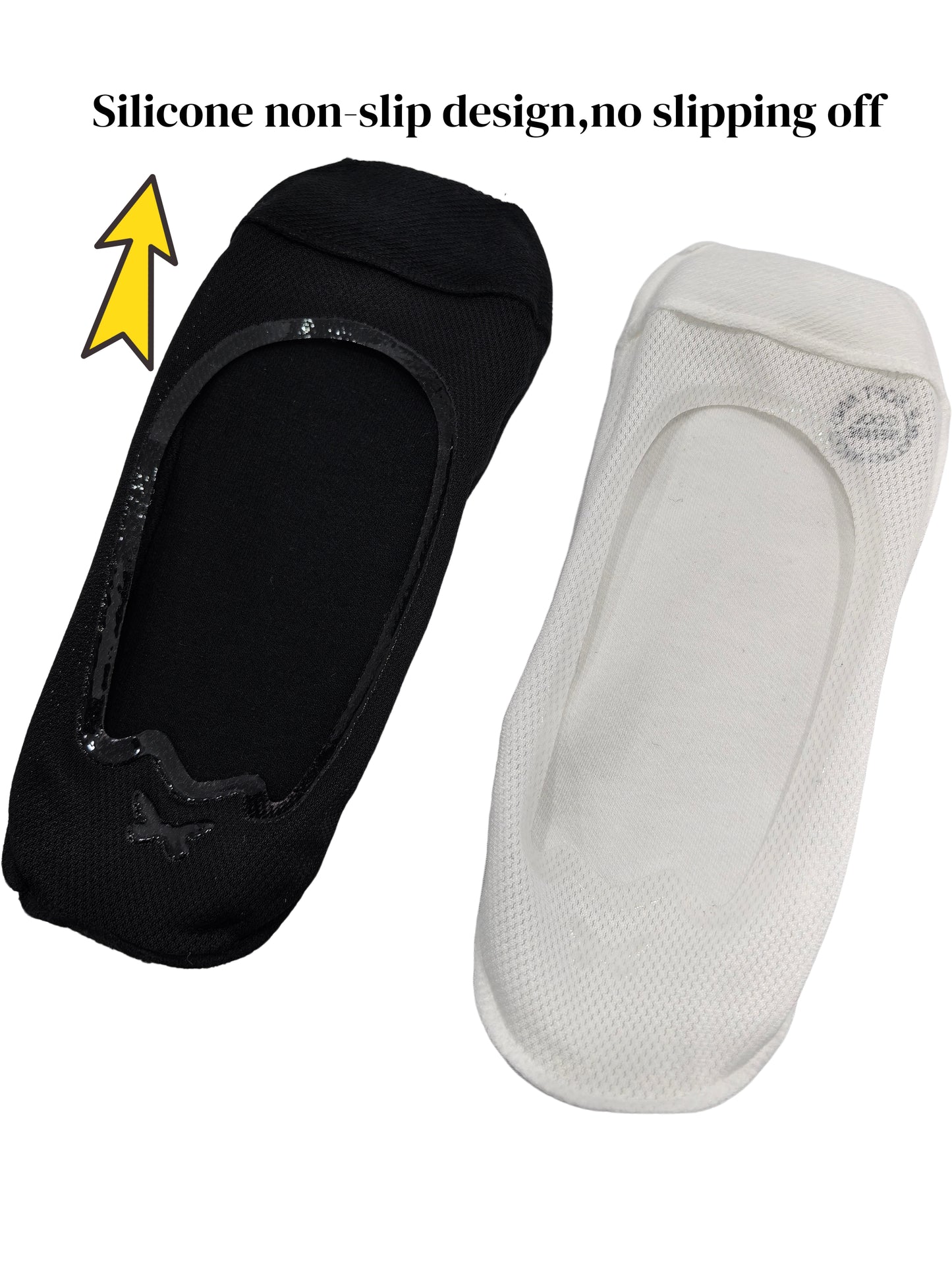 This bundle contains 4 styles of socks:                                            ✅10 Pairs Ice Silk Invisible Socks ✅6 Pairs Cotton Invisible Socks       ✅12 Pairs Short Tube Socks       ✅10 Pairs Anti-slip Black Silk  Socks