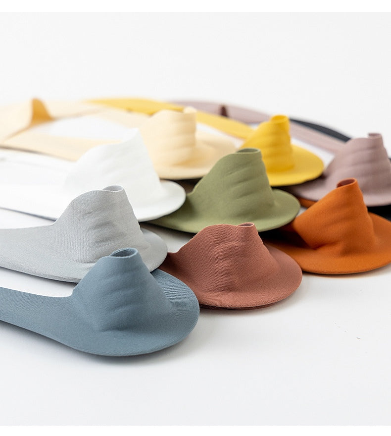 This bundle contains 4 styles of socks:                                            ✅10 Pairs Ice Silk Invisible Socks ✅6 Pairs Cotton Invisible Socks       ✅12 Pairs Short Tube Socks       ✅10 Pairs Anti-slip Black Silk  Socks