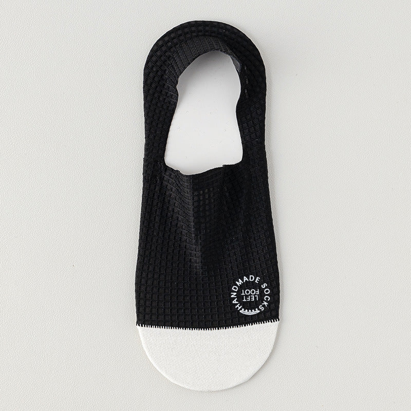 Men Summer Ice Silk No Show Boat Socks,Silicone Non Slip Hidden Invisible Socks,Thin Breathable Cotton Bottom Sweat Absorbing Low Cut Socks