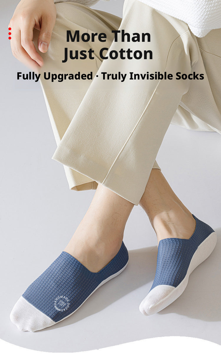 Men Summer Ice Silk No Show Boat Socks,Silicone Non Slip Hidden Invisible Socks,Thin Breathable Cotton Bottom Sweat Absorbing Low Cut Socks