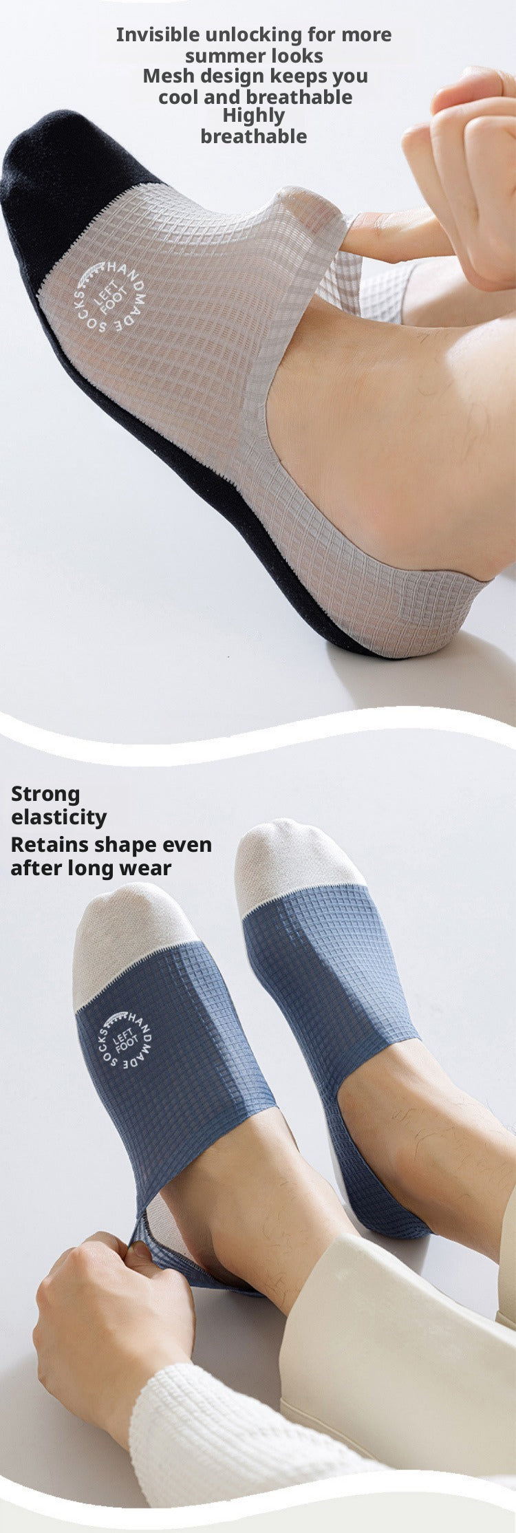 Men Summer Ice Silk No Show Boat Socks,Silicone Non Slip Hidden Invisible Socks,Thin Breathable Cotton Bottom Sweat Absorbing Low Cut Socks