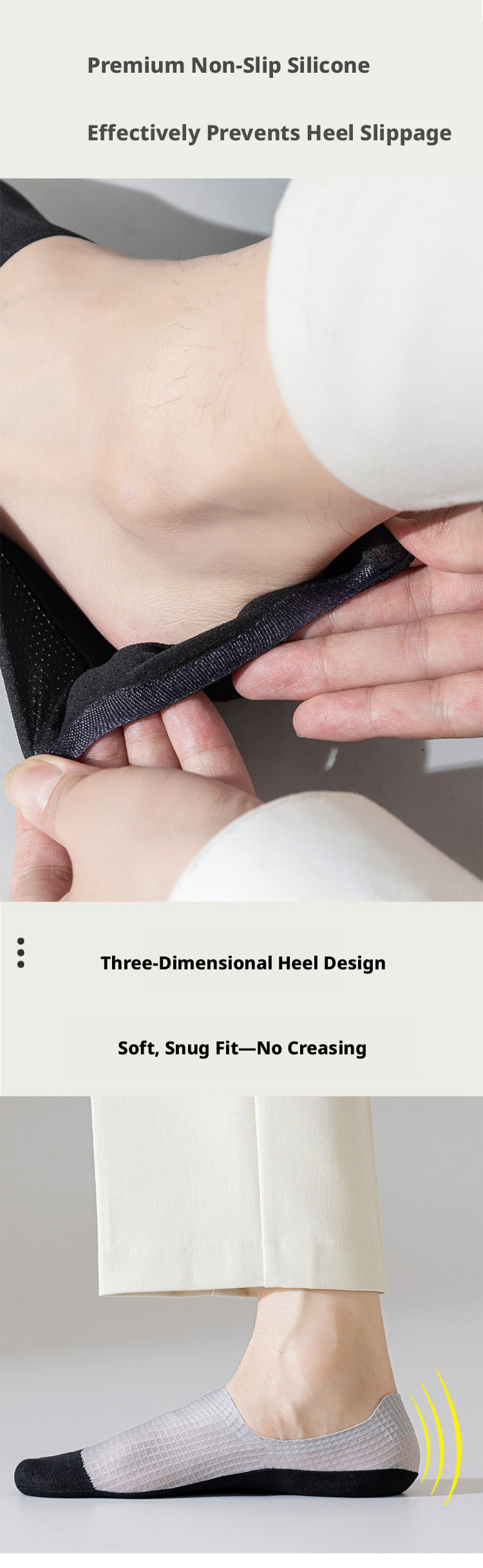 Men Summer Ice Silk No Show Boat Socks,Silicone Non Slip Hidden Invisible Socks,Thin Breathable Cotton Bottom Sweat Absorbing Low Cut Socks
