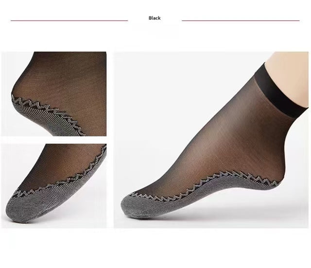 10-Pack Snag-Proof Non-Slip Sheer Socks With Cotton Sole