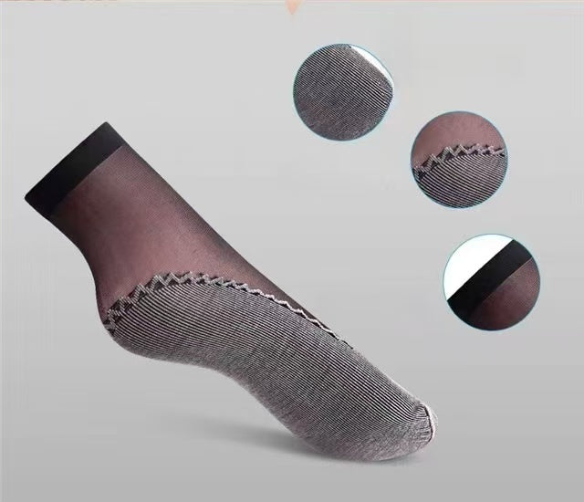 10-Pack Snag-Proof Non-Slip Sheer Socks With Cotton Sole