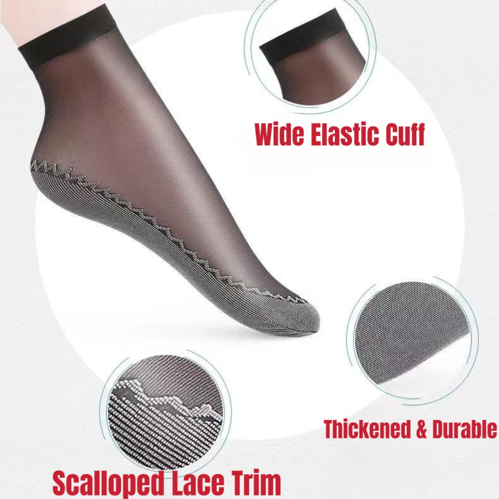 10-Pack Snag-Proof Non-Slip Sheer Socks With Cotton Sole