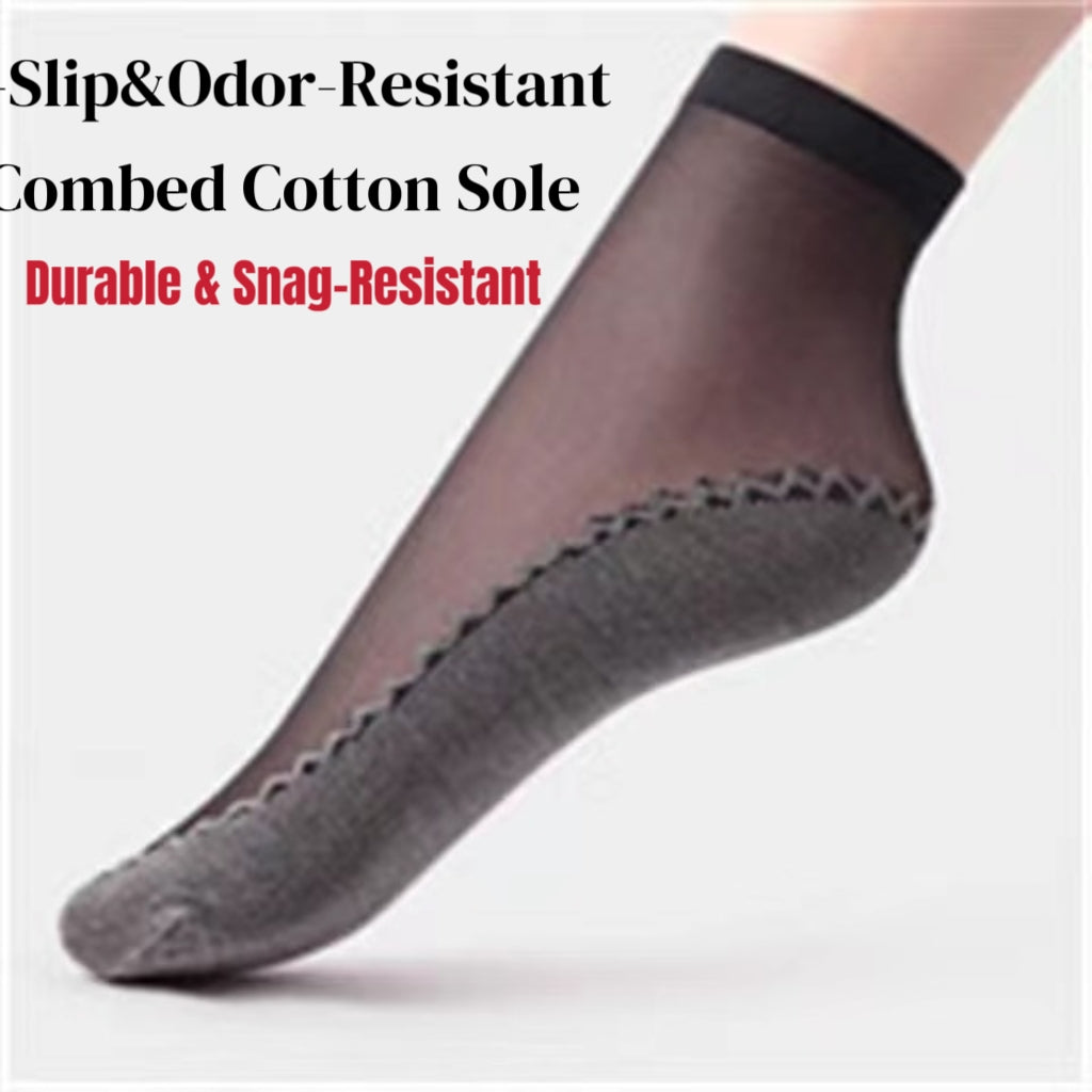 10-Pack Snag-Proof Non-Slip Sheer Socks With Cotton Sole